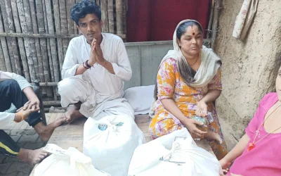 Monthly rations for flood-hit refugee families in Delhi