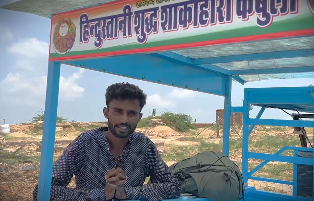Ramchand with his food rickshaw
