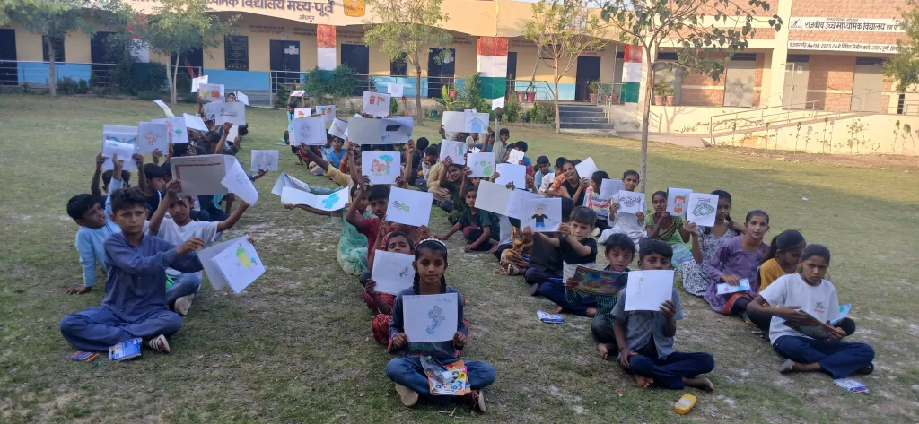 Sewa Nyaya Utthan Foundation hosted a large-scale drawing camp for over 200 Pakistani Hindu refugee children in Jodhpur, offering art supplies, guidance, and a healing space for expression and joy.